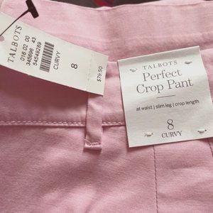 Talbots perfect crop pant capris, pale pink, NWT